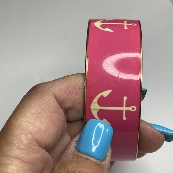 J. Crew bracelet costume signed jewelry pink bangle style anchor nautical preppy - Picture 7 of 12